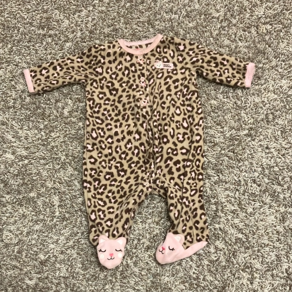Carter's Brown and Pink Leopard Footie Pajama